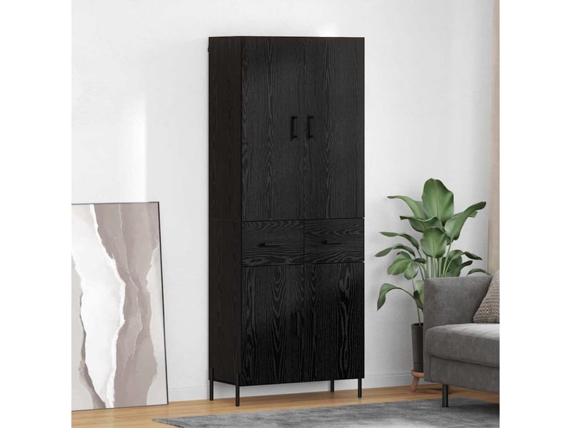 Buffet - haut armoire chêne noir 69,5 x 34 x 180 cm bois d'ingénierie - Conforama B