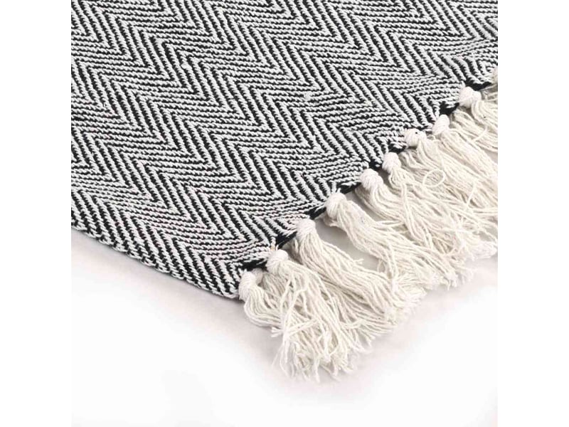  Couverture coton à chevrons 125x150 cm bleu marine  - Conforama D