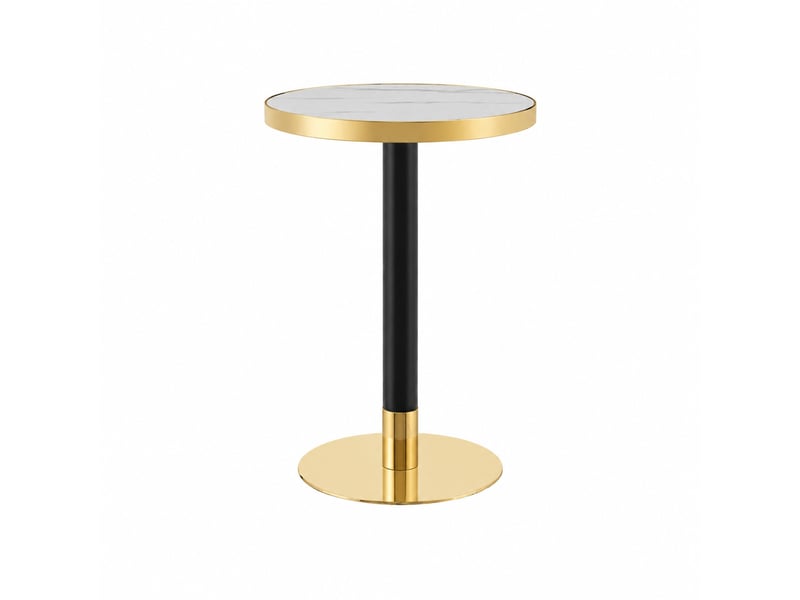  Table d'appoint ronde,ø60x73,7 cm,mdf,effet marbre blanc et métal noir doré  - Conforama A