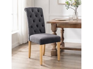 Lot de 2 chaises de salle à manger,63x43x100 cm,avec pieds en chêne,velours,gris