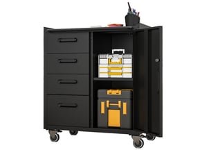 Armoire à outils en métal 75 x 42 x 88 cm noir et gris, 4 tiroirs, rangement verrouillable à roulettes