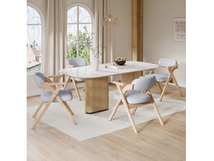 Lot de 4 chaises de salle à manger pliantes avec accoudoirs en bois et lin gris