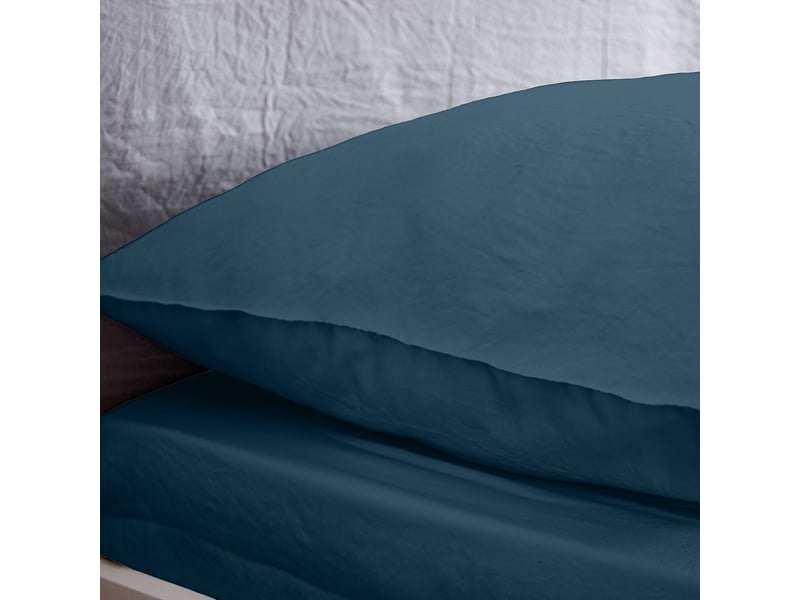  Drap housse 140x190+28 cm microfibre bleu nuit PD25846 - Conforama B
