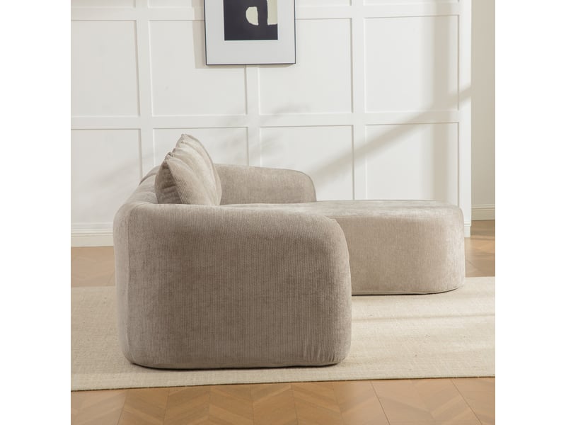 Canapé d'angle modulable en chenille 3 places gris - sans montage assise moelleuse - Conforama W