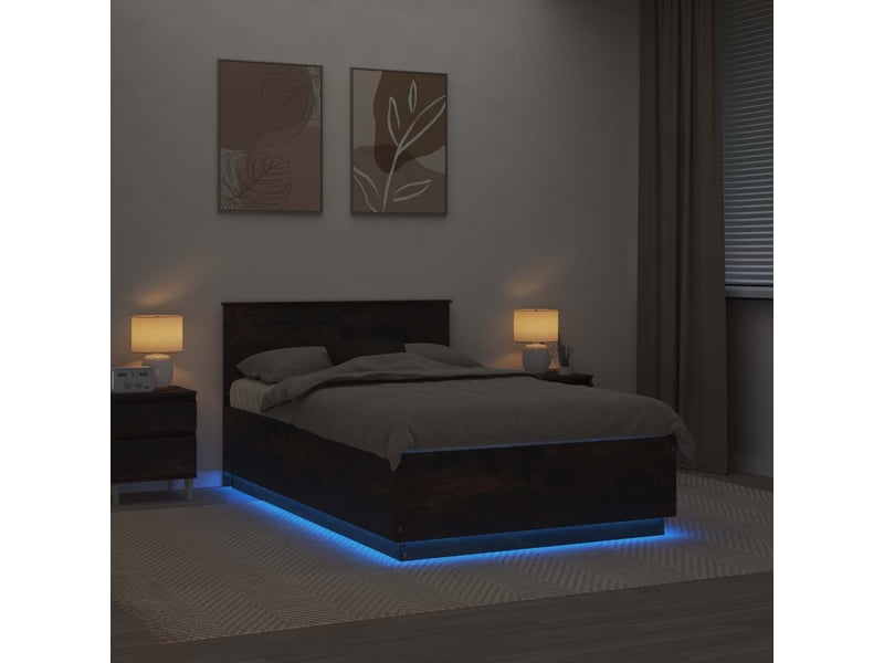  Lit double- lit adulte -  cadre de lit chêne fumé 135 x 190 cm bois d'ingénierie  - Conforama C