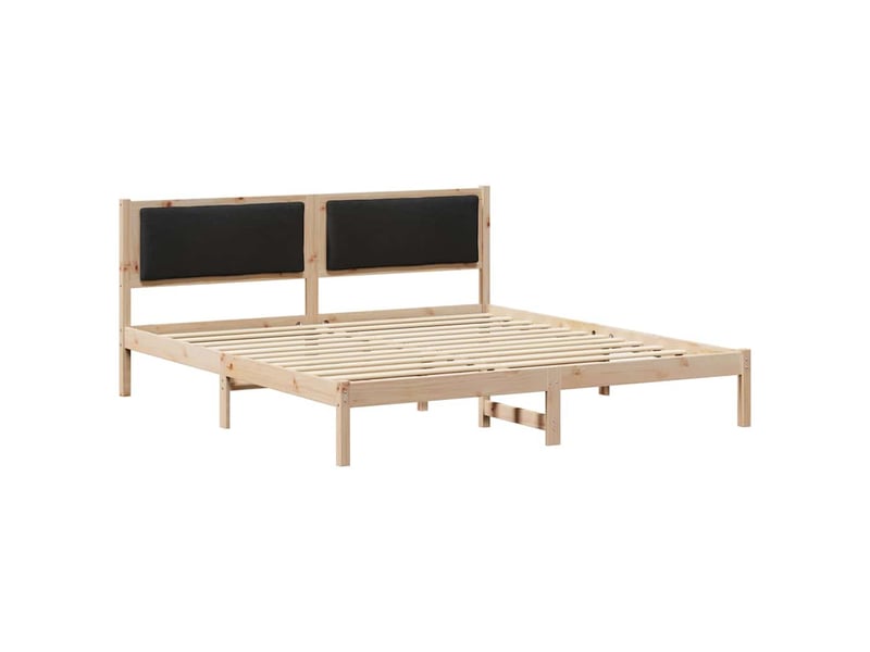 Lit double- lit adulte - cadre de lit avec tête de lit noir 200 x 200 cm pin massif - Conforama A
