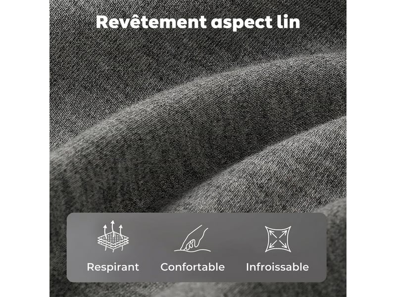  Cadre de lit 140x190 avec sommier, tête réglable et rangement sous le lit, double rembourré gris  - Conforama W