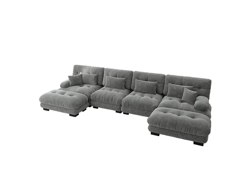  Canapé modulable en u 4 places en tissu chenille gris W3325S00067 - Conforama B
