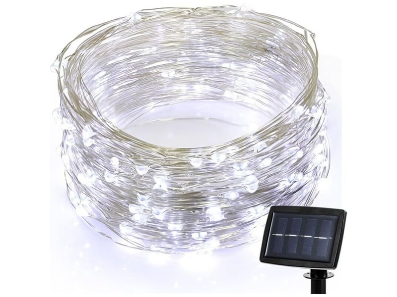  Guirlande ruban lumineuse solaire,20 leds 72ft22m de cuivre extérieur tube rope guirlande lumineuse décorative (blanc)  - Conforama A