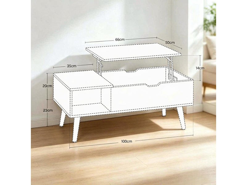  Table basse relevable rangement généreux table basse avec rangement plateau réglable en hauteur table d'appoint multifonctionnelle usage comme table de repas  - Conforama C