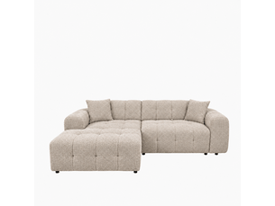 Canapé d'angle convertible en tissu beige - angle gauche