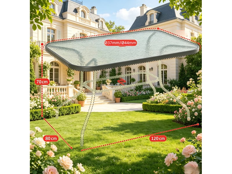  Table de jardin rectangulaire 120x80x70 cm 8 personnes avec trou pour parasol métal gris  - Conforama C
