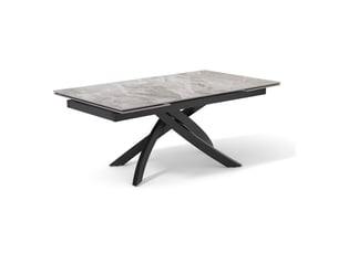Table extensible 160 à 240 cm céramique gris marbré laqué pied entrecroisé - dakota 11