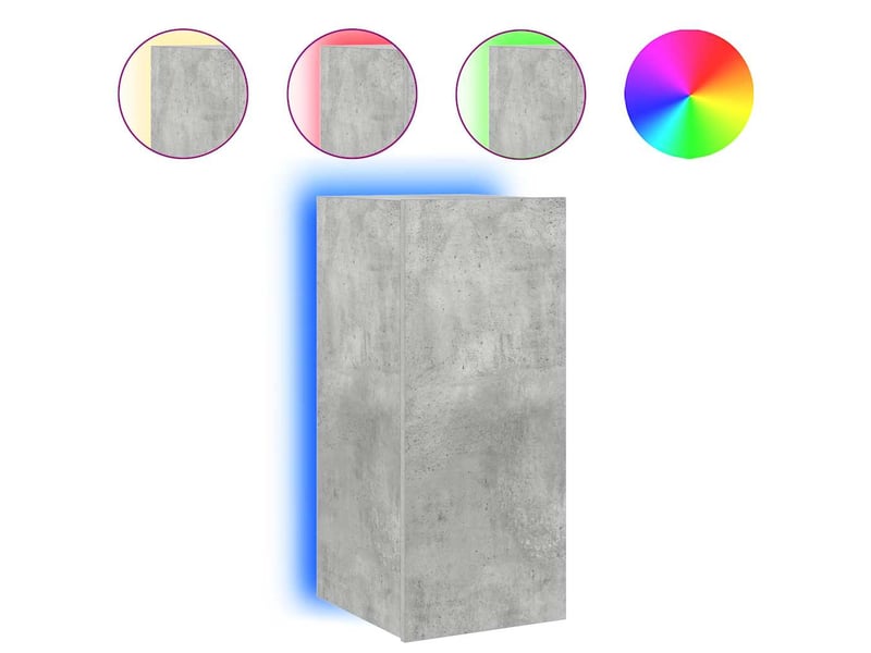  Meuble tv - banc tv - meuble de rangement mural avec lumières led gris béton 30,5x35x70 cm  - Conforama A