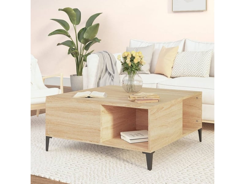  Table basse | table de salon chêne sonoma 80x80x36,5 cm bois d'ingénierie  - Conforama B