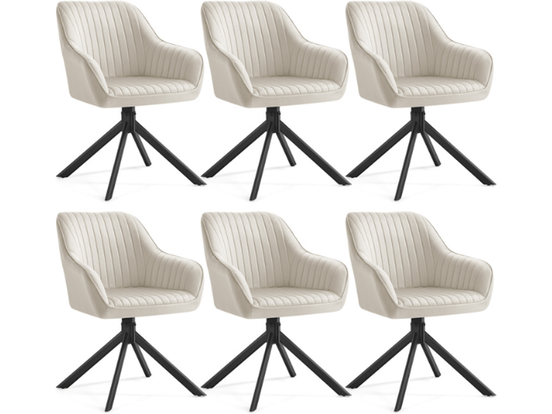  Chaise de salle à manger pivotante rembourrée avec accoudoirs 58 x 60 x 81,5 cm design contemporain en velours marron caramel 12_0012295  - Conforama A