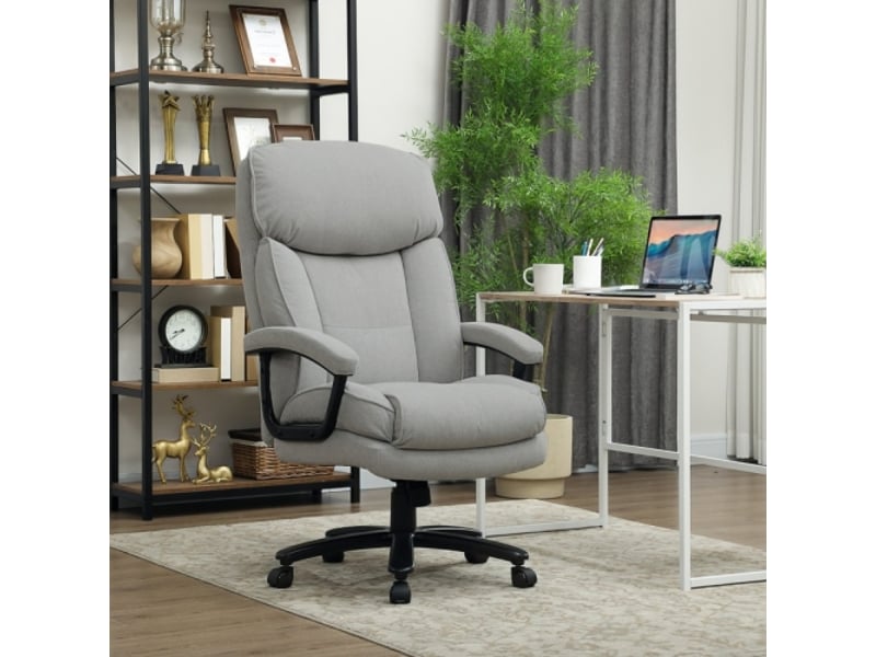  Grand fauteuil de bureau renforcé, capacité 200 kg, revêtement doux, gris clair  - Conforama B