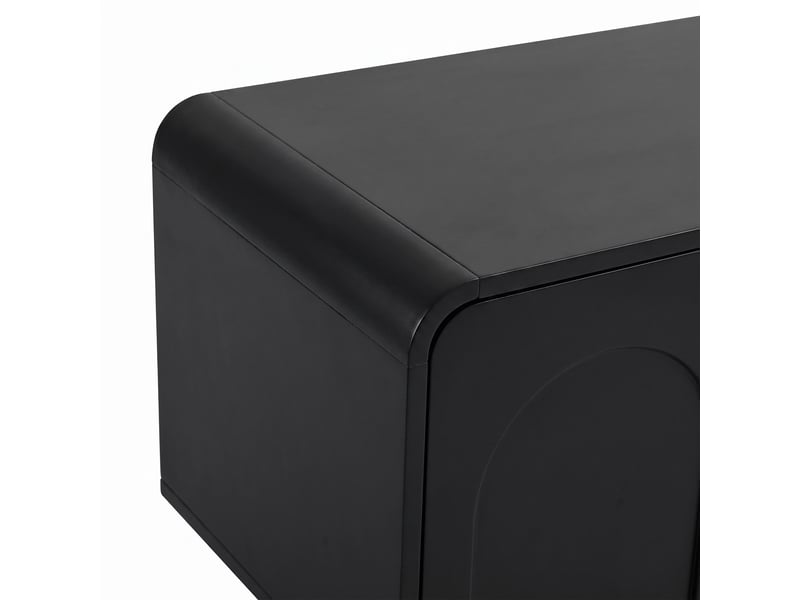  Meuble tv noir 180 cm avec rangements 4 portes 2 tiroirs design minimaliste bords arrondis  - Conforama E