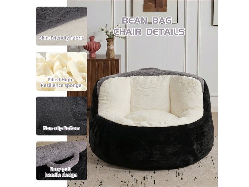  Pouf en fausse fourrure multicolore noir blanc gris T6011P525249 - Conforama D