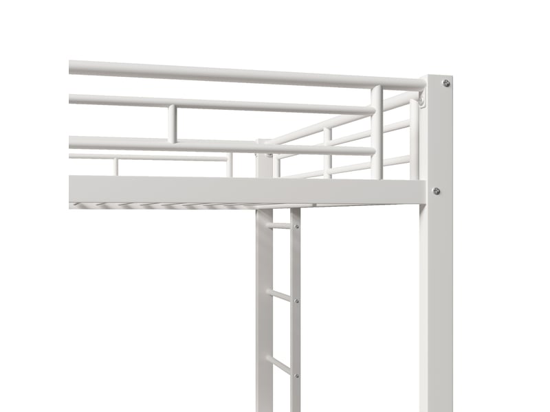  Lit superposé enfant 140x200 cm gigogne 3 sommiers avec échelle, métal, blanc, sans matelas  - Conforama D