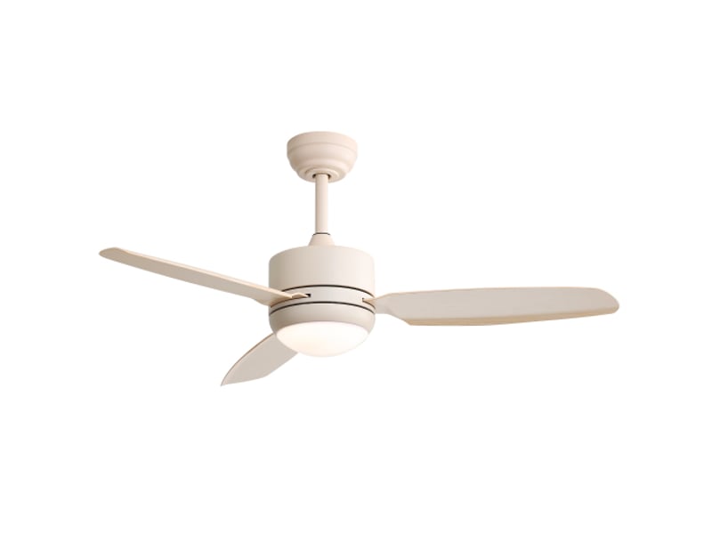 Ventilateur de plafond 117 cm avec lumière led 18 w, 3 pales en abs off-white, moteur dc silencieux, télécommande