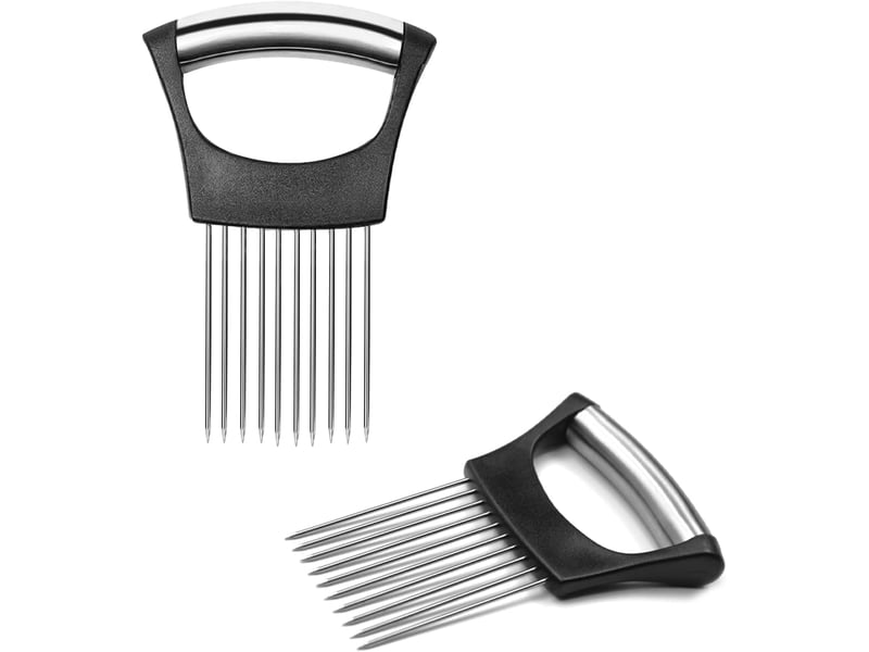  2 pièces pince à oignon en acier inoxydable fourchette à oignon tranche oignon couteau à oignon pour couper la viande légumes  - Conforama A
