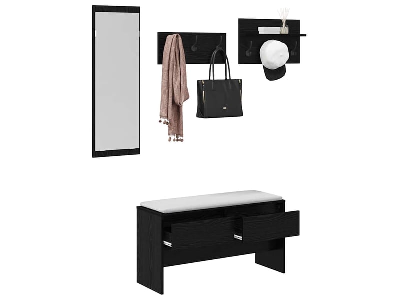 Ensemble de meubles d'entrée 4 pc chêne noir 90x31x46,5 cm  - Conforama C