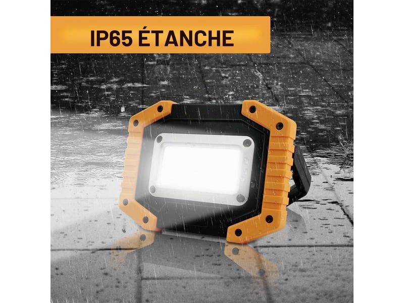  Lot de 2 projecteurs de chantier led 30 w rechargeables 3 modes d'éclairage lampe de travail étanche cob  - Conforama D