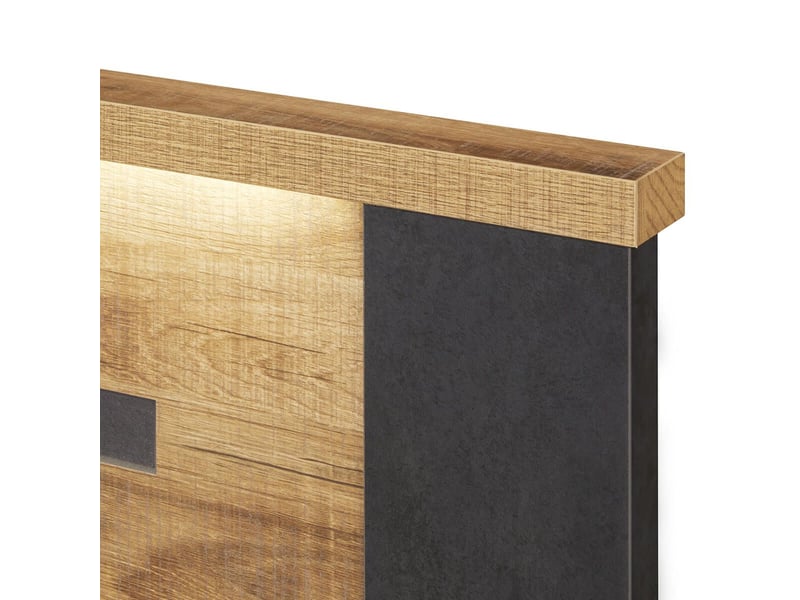  Lit 160x200cm aspect chêne artisan et graphite avec leds - andes ANDES - Conforama D