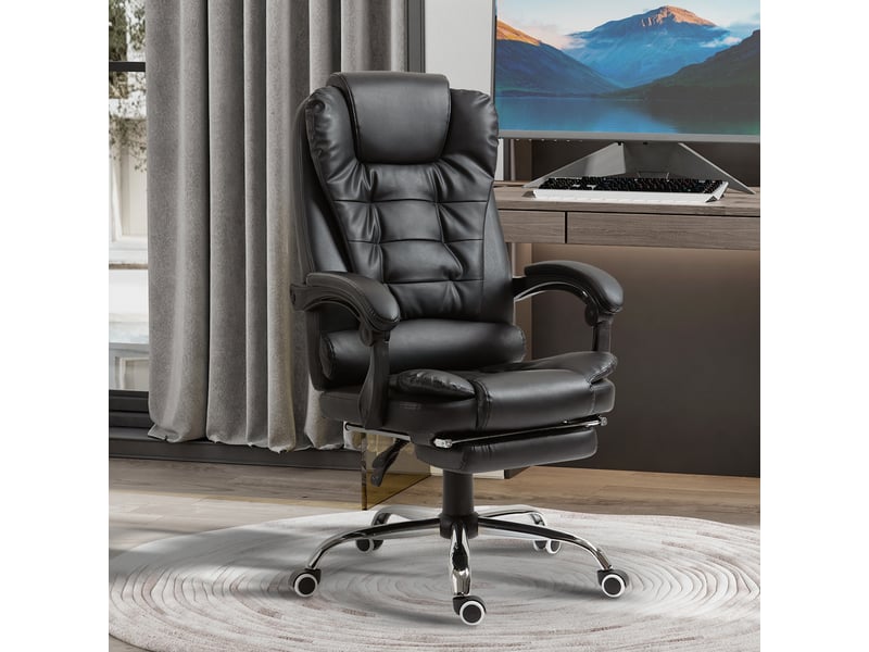  Fauteuil de bureau, chaise bureau, fauteuil manager, revêtement synthétique pu, 64.5x69x117cm, noir  - Conforama C