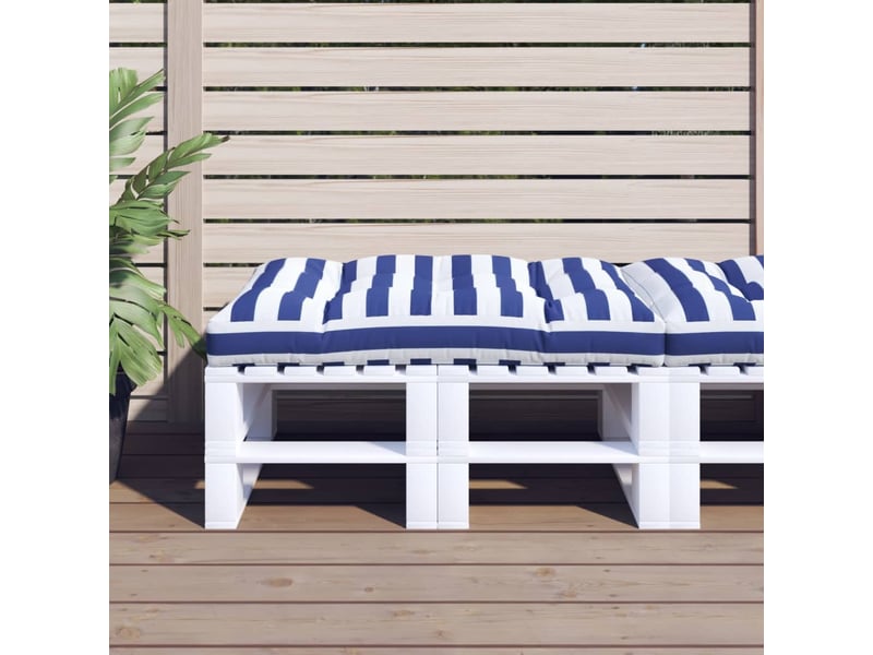  Coussin de palette, coussin de chaise, coussin de canapé rayures bleues et blanches 120x80x12cm tissu cf55419  - Conforama B