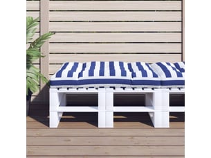 Coussin de palette, coussin de chaise, coussin de canapé rayures bleues et blanches 120x80x12cm tissu cf55419