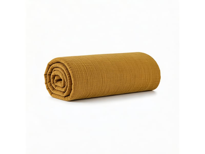  Drap housse 160x200+35 cm gaze de coton - coton 57 fils ocre PD25512 - Conforama B