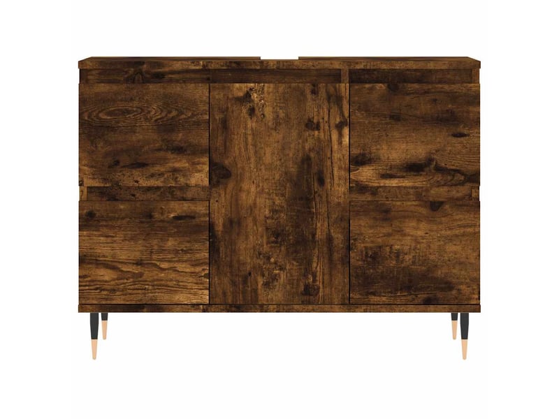  Meuble salle de bain rangement, commode chêne fumé 80x33x60cm bois d'ingénierie shl70  - Conforama E