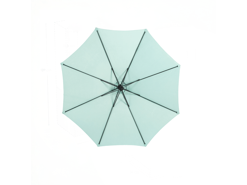  Parasol déporté 3 m avec inclinaison réglable, 8 baleines, polyester, vert clair  - Conforama E