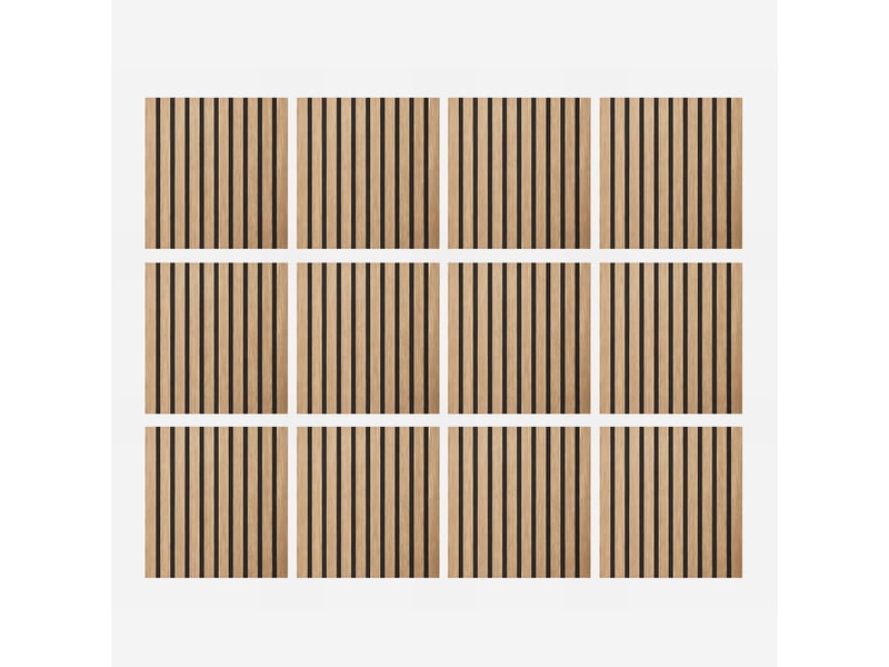 Panneau acoustique à lames effet bois 12 pièces 60x60 cm - chêne - Conforama C