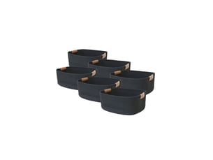 Lot de 6 paniers de rangement en coton noir 37 x 33 x 15 cm