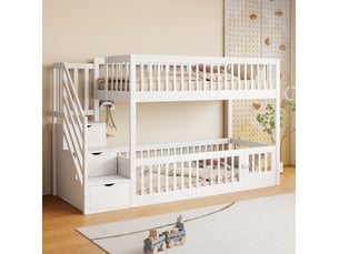 Lit superposé 90x200 cm <strong>OKWISH</strong> <strong></strong> coloris blanc