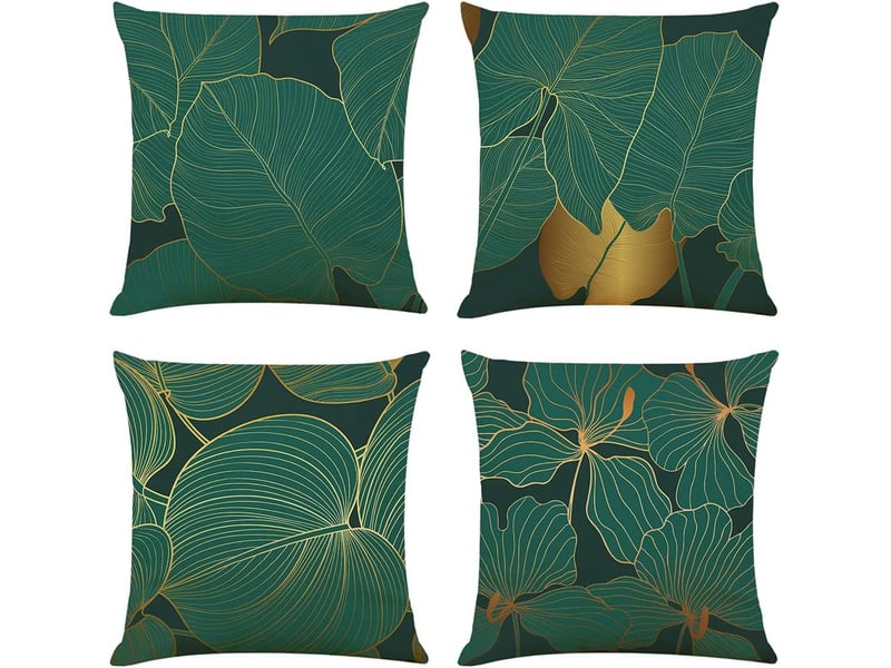  Housse de coussin 45 x 45 cm vert taies d'oreiller en lin coussins de canapé décoratifs lot de 4 jungle vert foncé housses de coussin décoratives moderne Home cushion cover - Conforama A