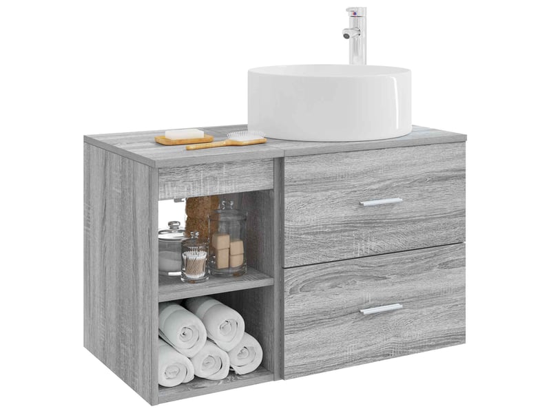  Ensemble de mobilier de salle de bain 2 pcs sonoma gris shl7663  - Conforama C