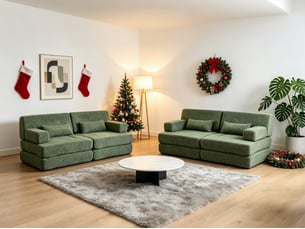 Canapé droit, convertible 2 en 1, sofa modulaire en velours chenille, avec armature métallique, dossier réglable, 4 places, 80 x 90 x 182 cm, vert