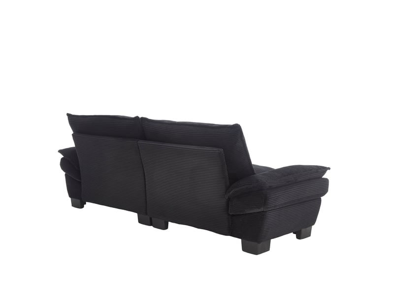 Canapé droit fixe 2 places en velours noir, assise profonde et accoudoirs rembourrés pour votre salon - Conforama D