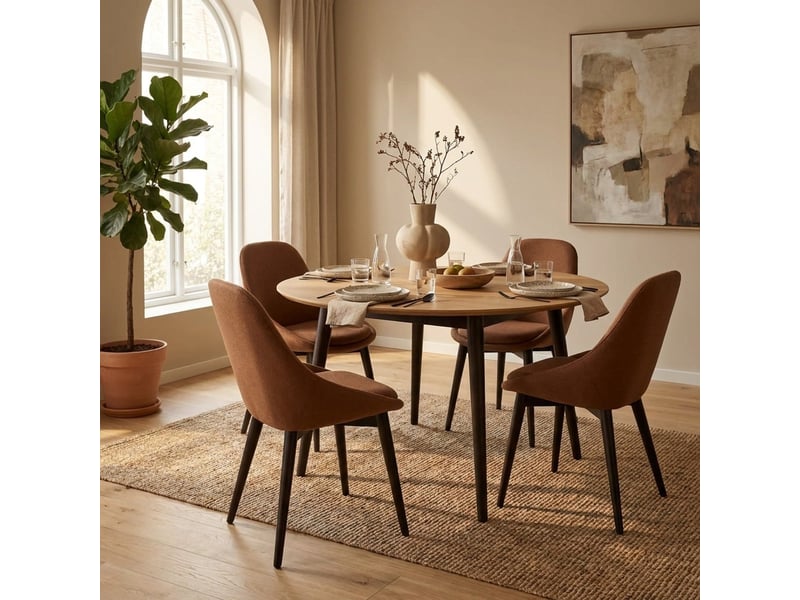  Lot de 4 chaises de salle à manger rembourrées en tissu delphi - rouiller  - Conforama B