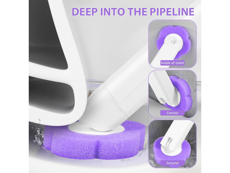  Brosse de toilette jetable, brosse de toilette, 36 têtes de recharge pour la salle de bain, 5.5*5.5cm, matériaux éponge, jaune et violet  - Conforama B