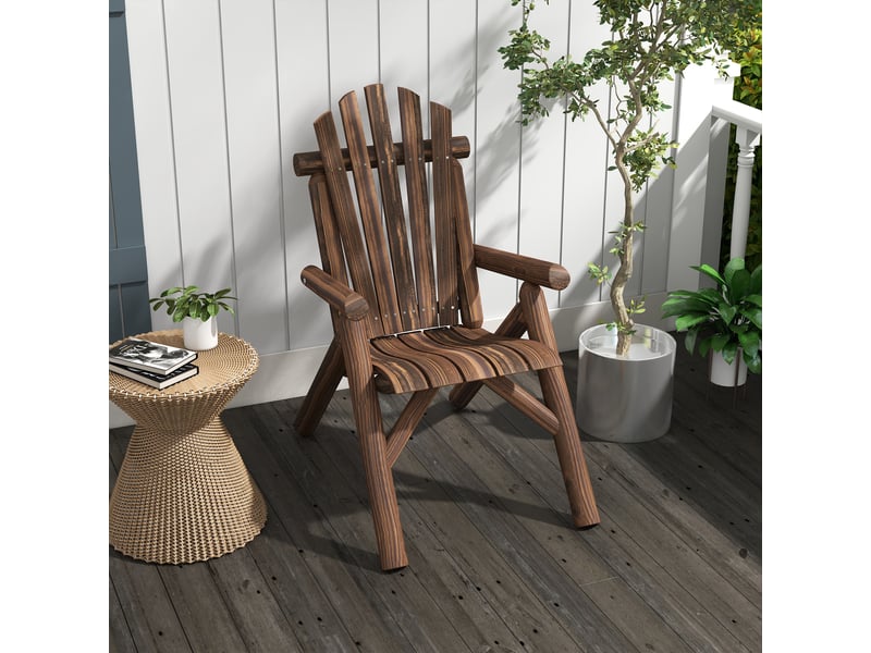  Chaise de jardin, chaise d'extérieur à dossier haut, supporte jusqu'à 113 kg, résistante aux intempéries, finition carbonisée  - Conforama C