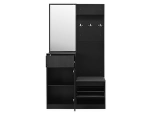 Vestiaire d’entrée avec miroir, meuble à chaussures, banc, abattants et éclairage led