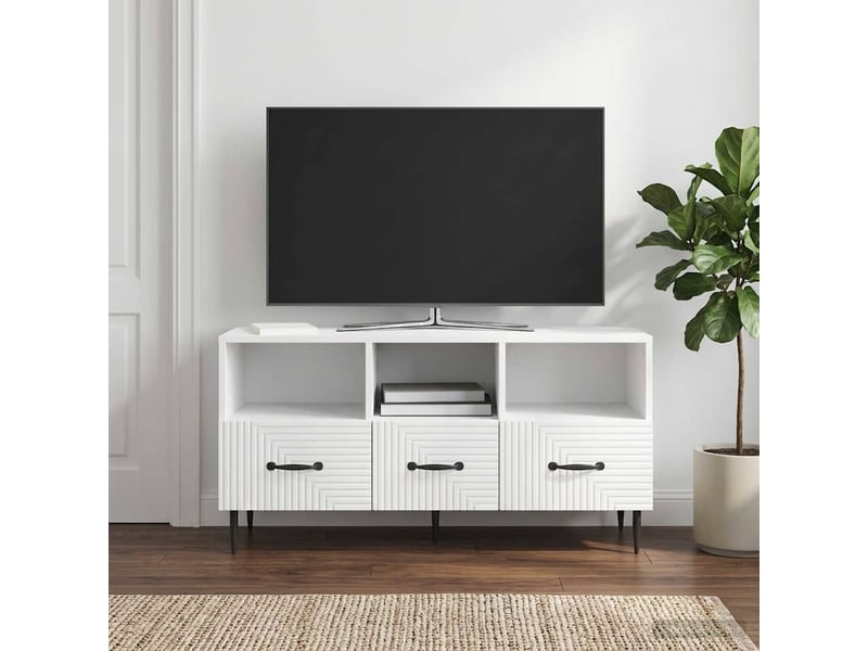  Meuble tv - banc tv - meuble de rangement blanc brillant 102 x 34,5 x 50 cm bois d'ingénierie  - Conforama D