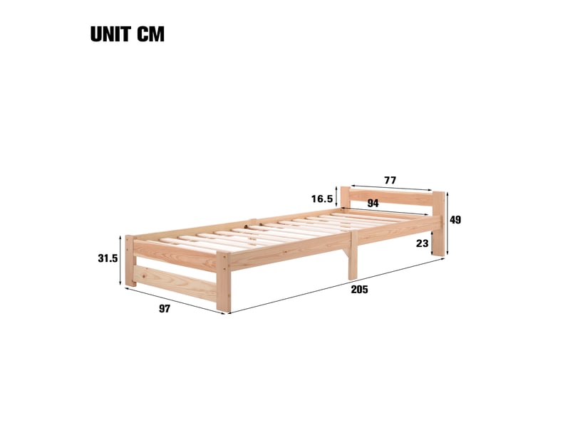  Lit simple 90x200cm coloris naturel lit enfant naturel - Conforama C