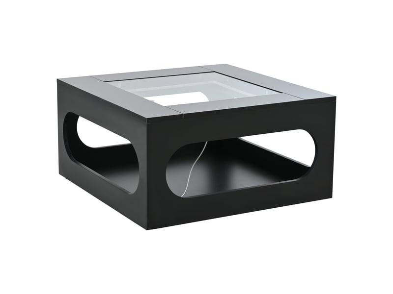  Table basse carrée noire avec éclairage led, 70 x 70 x 35 cm  - Conforama A