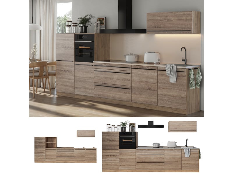  Vicco cuisine, sonomachêne doré, 340cm sans plan de travail  - Conforama D